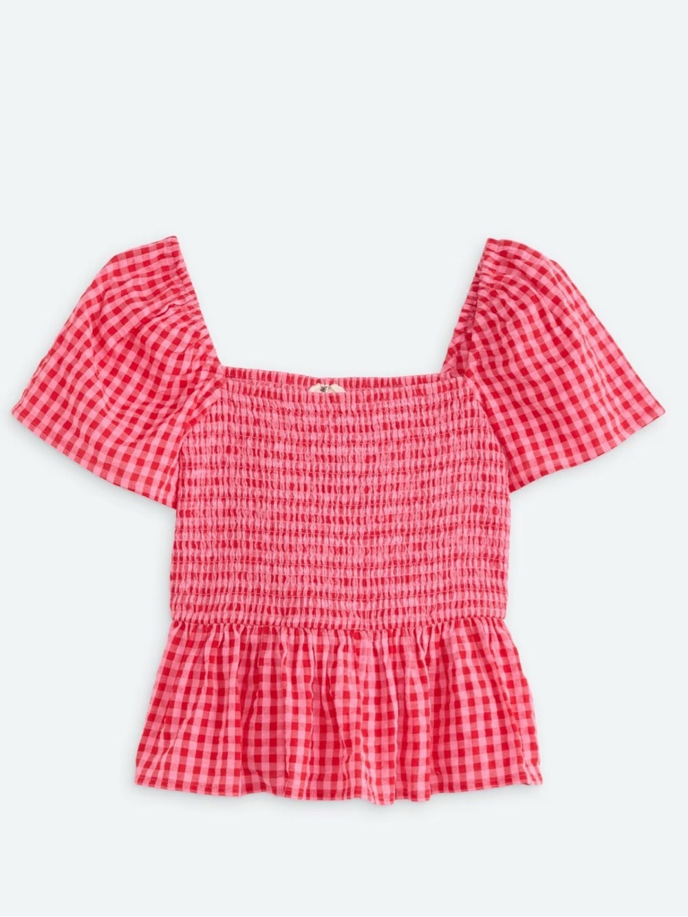 Dizzy Lizzy Dianne Smocked Peplum Blouse, Red/Pink, Size: XL